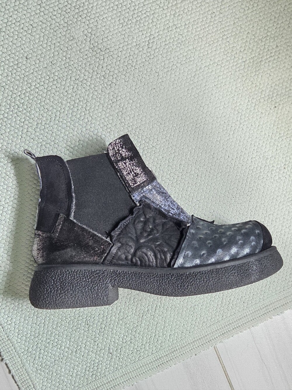 Papucei Black Metallic Accent Ankle Boots Size 40